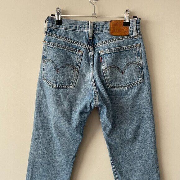 Levi's Wedgie Icon Fit High Rise Denim Casual Straight Leg Jeans Shut Up Blue 24 - Picture 4 of 11
